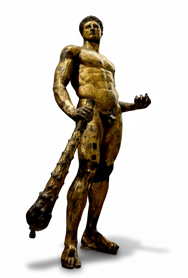 Heracles, Statue en bronze doré