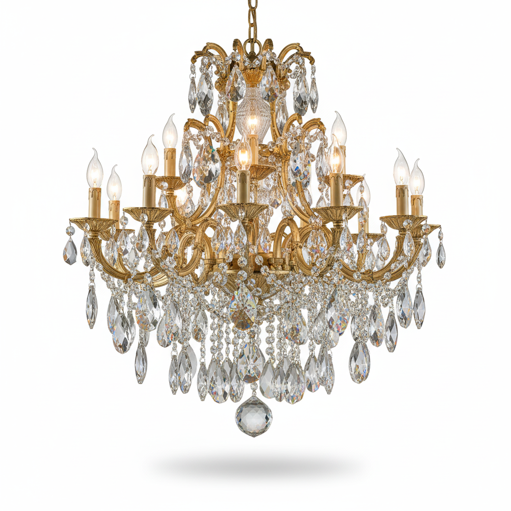 Lustre en cristal et bronze doré