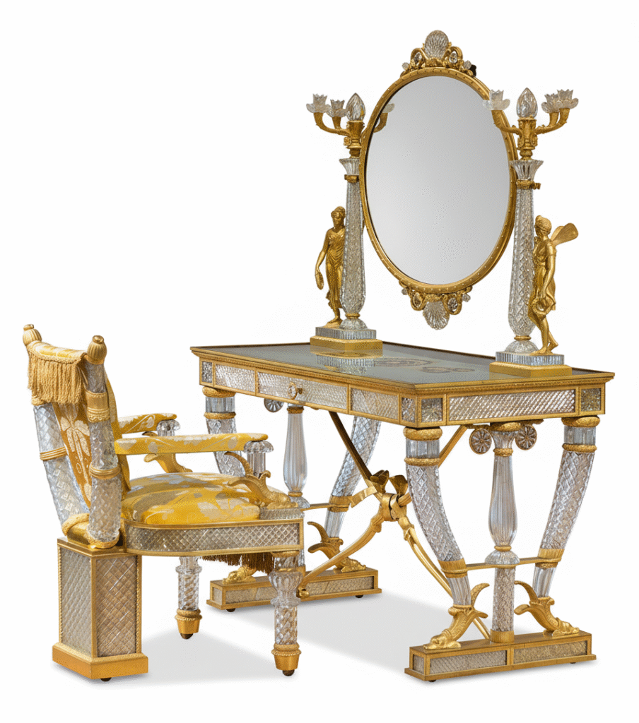 Table de Toilette de la duchesse de Berry en bronze doré et cristal