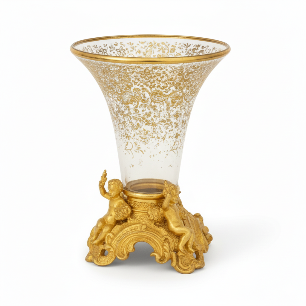 Vase en cristal et bronze doré du XIXe siècle