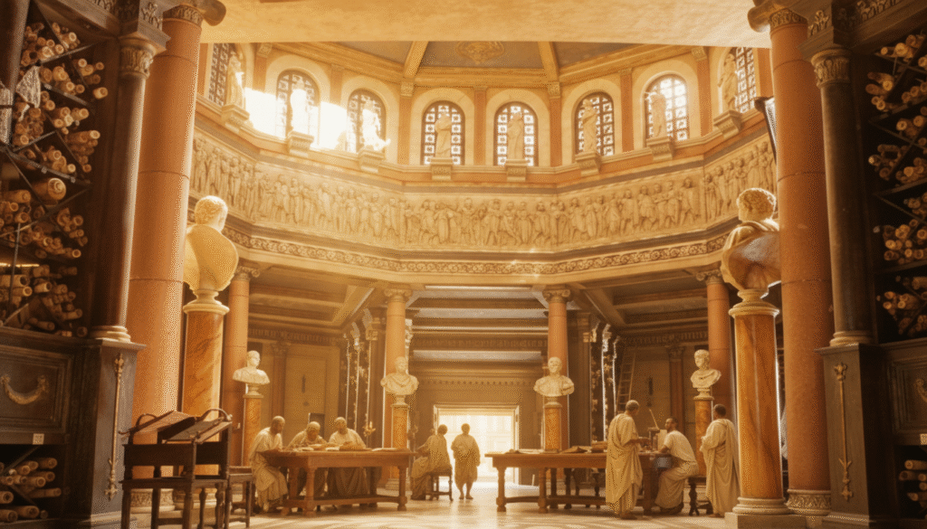 Bibliothèque d'Alexandrie, Reconstitution