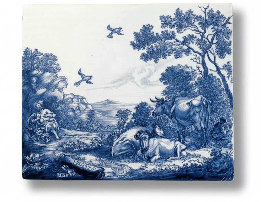 Faïence Delft - Plaque décor Prophete Elijah