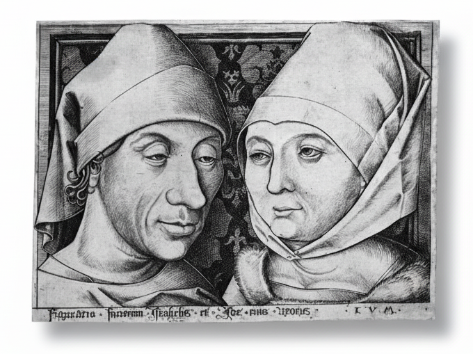 Self-portrait and Wife, Israhel van Meckenem