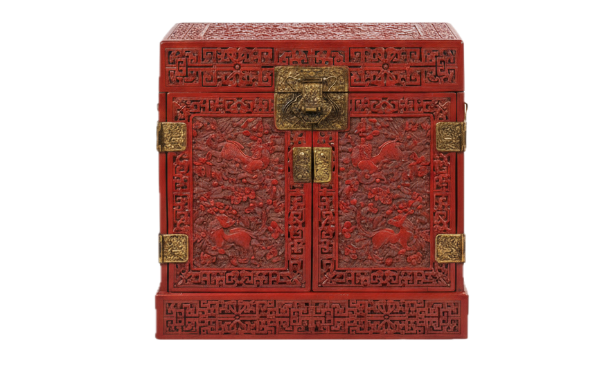 Laque cinabre - Coffret laque rouge cinabre