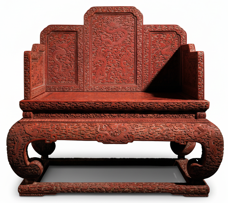 Laque cinabre - Trône Qianlong