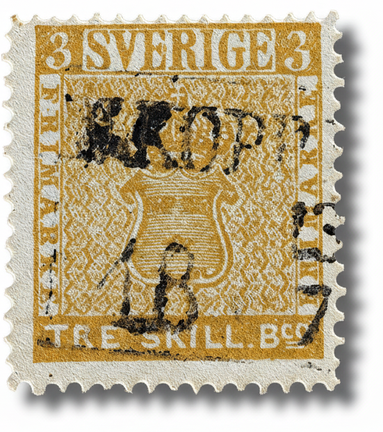Timbre Jaune Treskilling 1855, Suède
